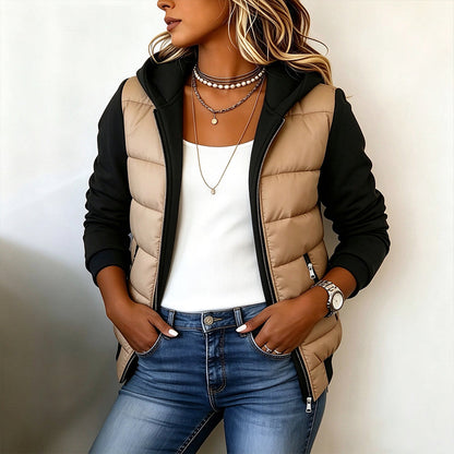 🌸Hot Sale 50% OFF💖Women's Color-Block Padded Hooded Jacket
