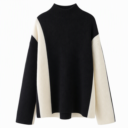 Women's Autumn Winter Color Block Knit 2-Piece Set Thickened Pullover Sweater and Skirt