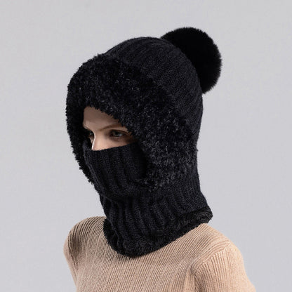 Women's Winter One-Piece Knitted Beanie Scarf Mask
