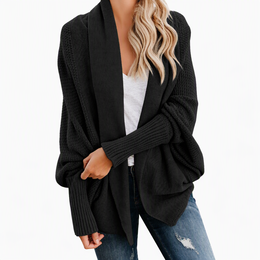 Women's Loose Batwing Sleeve Knit Cardigan Open Front Shawl for Autumn and Winter