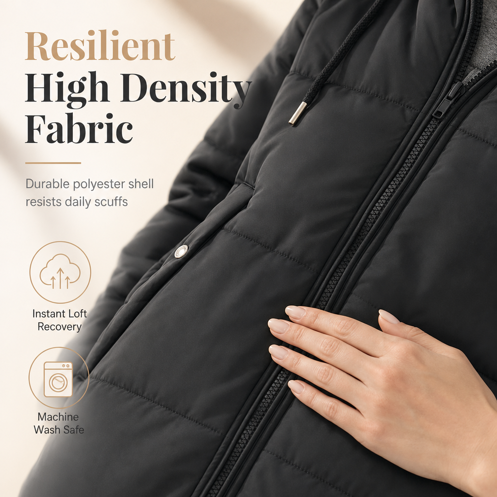 🧥Thick Cotton Warmth, Long-Line Heat❄️ Women's Hooded Padded Coat – Thick Filling & Long Drape | Fall & Winter Warmth, Slim Fit ✨