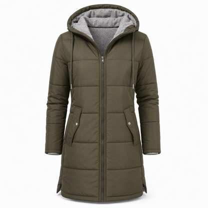 🧥Thick Cotton Warmth, Long-Line Heat❄️ Women's Hooded Padded Coat – Thick Filling & Long Drape | Fall & Winter Warmth, Slim Fit ✨