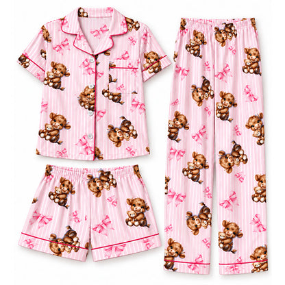 Women's Highland Cow Print 3-Piece Pajama Set