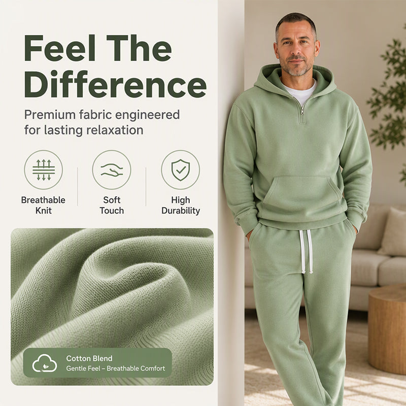 ❄️ Men's Casual Half-Zip Hoodie & Wide-Leg Pants Set | Effortless Matching & Everyday Comfort ✨