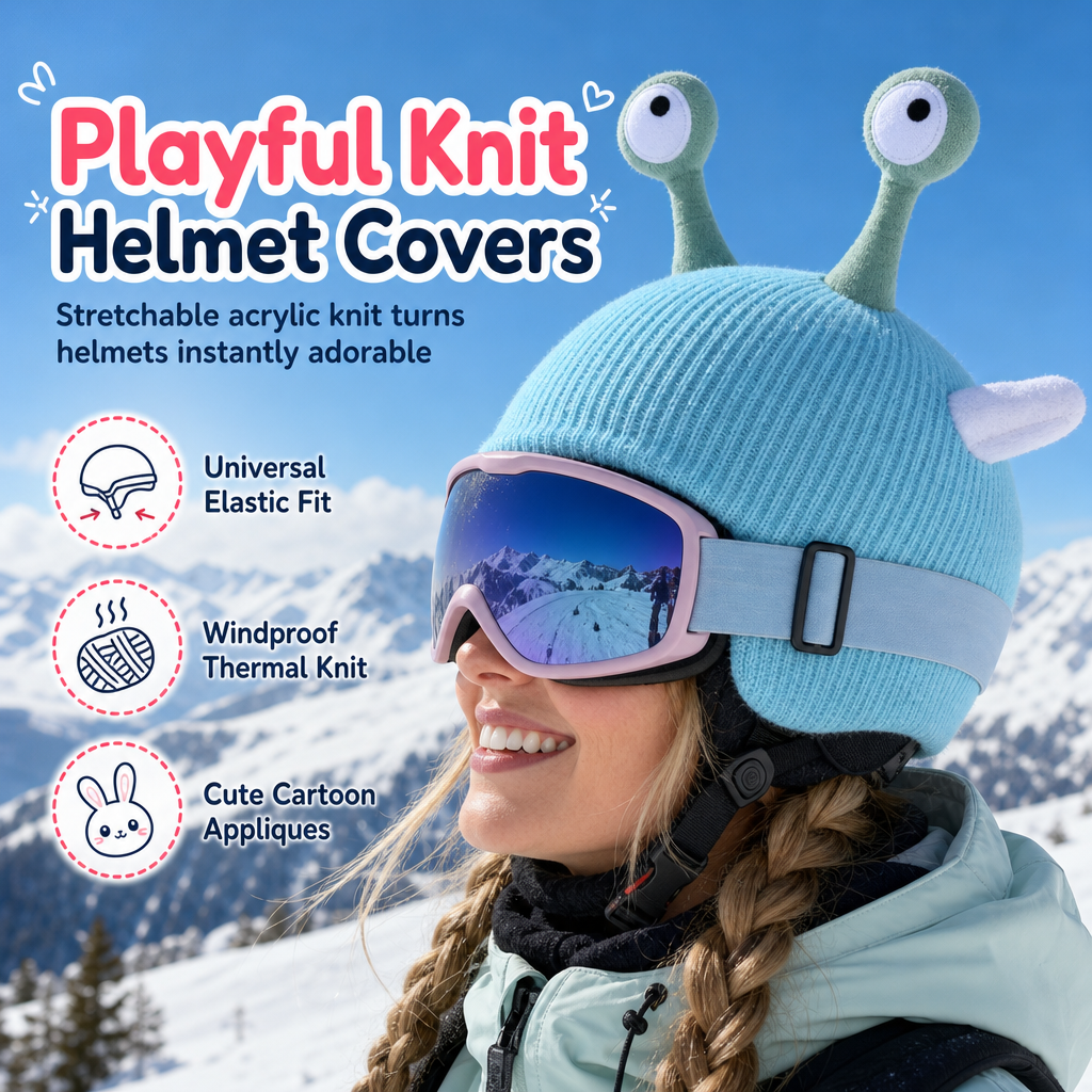 Cute Knitted Cartoon Helmet Cover