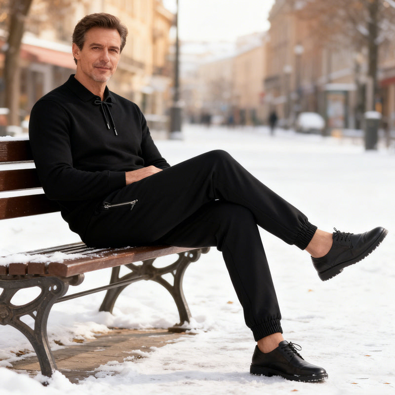 Men's Warm-Lined Waterproof Pants with Drawstring