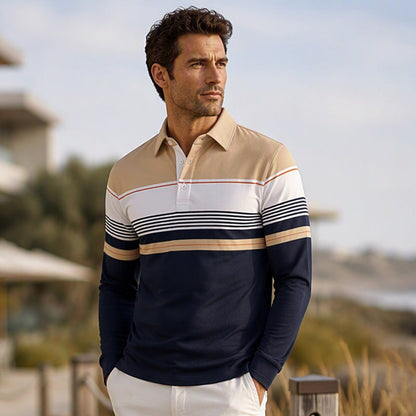 ⏰Limited-time 50% OFF|Men's Classic Color-Block Striped Top
