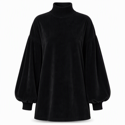 Elegant Women's Loose Fit Autumn Dress with Long Lantern Sleeves