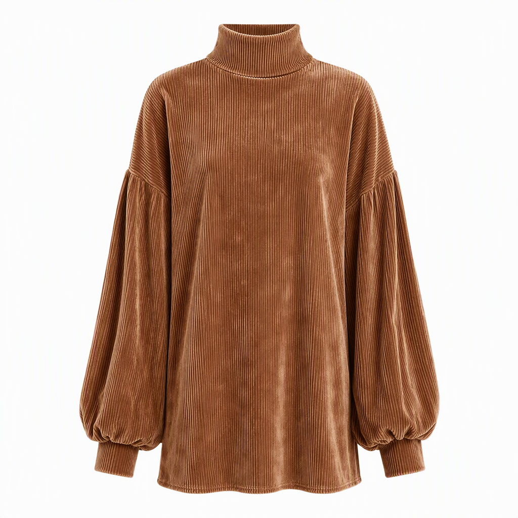 Elegant Women's Loose Fit Autumn Dress with Long Lantern Sleeves