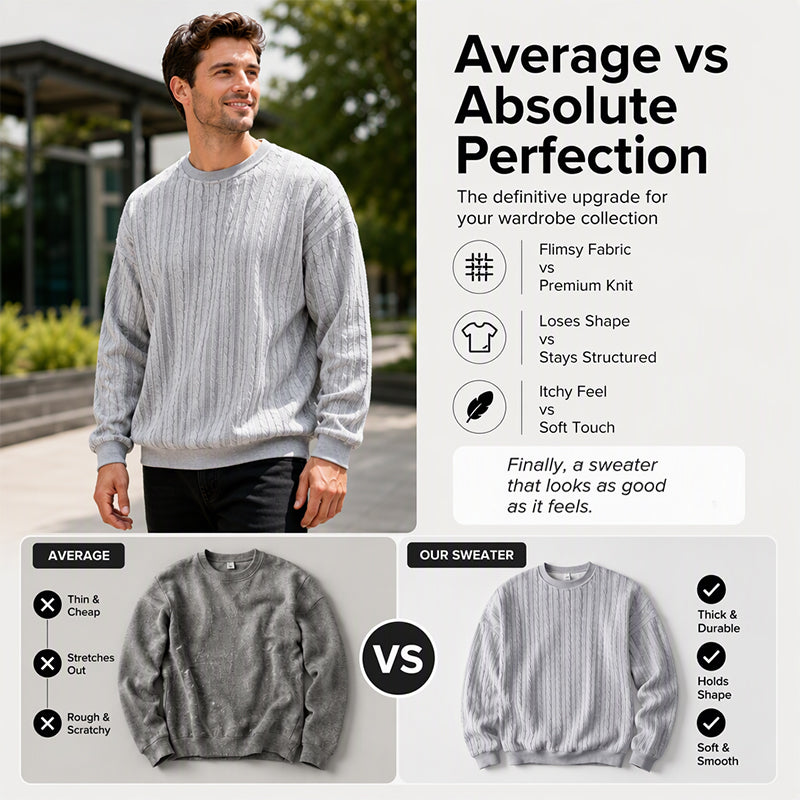 Men's Cable Knit Crewneck Sweatshirt