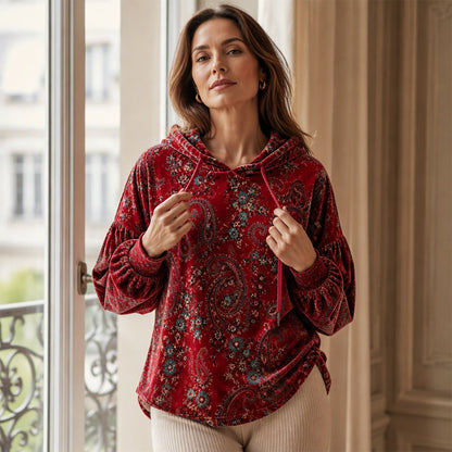 💖Black Friday Mega Deal – 50% off!💖✨ New Collection 💎 Women's Paisley-Print Hoodie with Drawstring – Comfortable Casual Sweatshirt with a Trendy Look