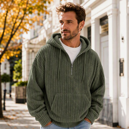 🧶 Men's Half-Zip Corduroy Hoodie | Casual Retro Texture – Easy Layer for Daily Wear ✨