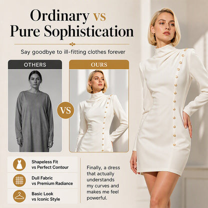 Women's Mock Neck Draped Mini Dress