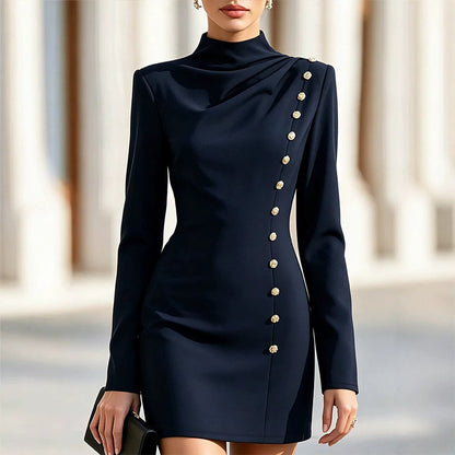 Women's Mock Neck Draped Mini Dress