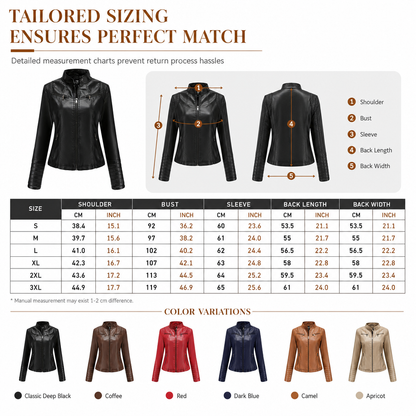 Women's Faux Leather Biker Lightweight Short Motorcycle Coat for Spring and Autumn