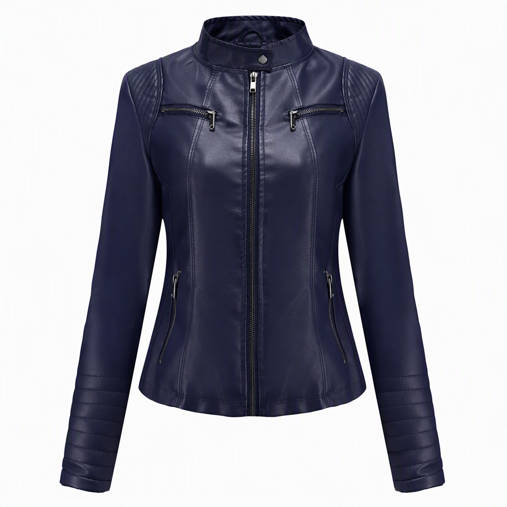 Women's Faux Leather Biker Lightweight Short Motorcycle Coat for Spring and Autumn