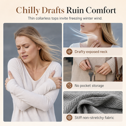 Women’s Loose-Fit Mock Neck Long-Sleeve T-Shirt