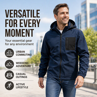 Men's Outdoor Windbreaker Jacket with Detachable Hood