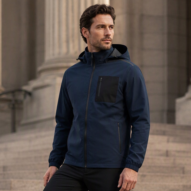 Men's Outdoor Windbreaker Jacket with Detachable Hood