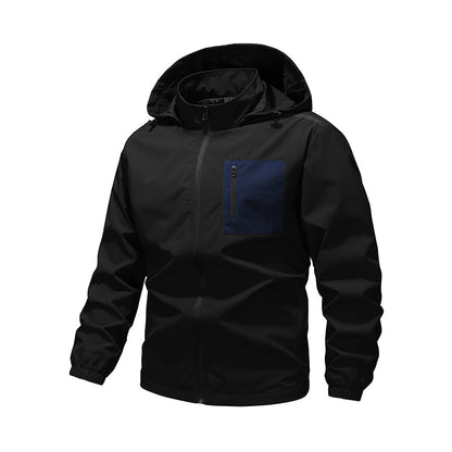 Men's Outdoor Windbreaker Jacket with Detachable Hood