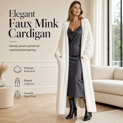 💖Black Friday Mega Deal – 50% off!💖 🧸Women's Faux Mink Fleece Long Cardigan Sweater Fluffy Oversized Knit Coat for Autumn and Winter