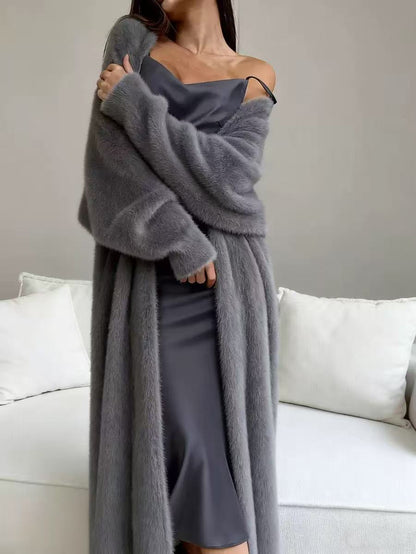 💖Black Friday Mega Deal – 50% off!💖 🧸Women's Faux Mink Fleece Long Cardigan Sweater Fluffy Oversized Knit Coat for Autumn and Winter