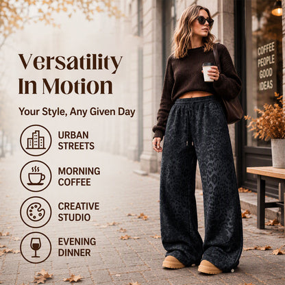 💖Black Friday Mega Deal – 50% off!💖 🐆Women's Casual Leopard Print Wide Leg Sweatpants