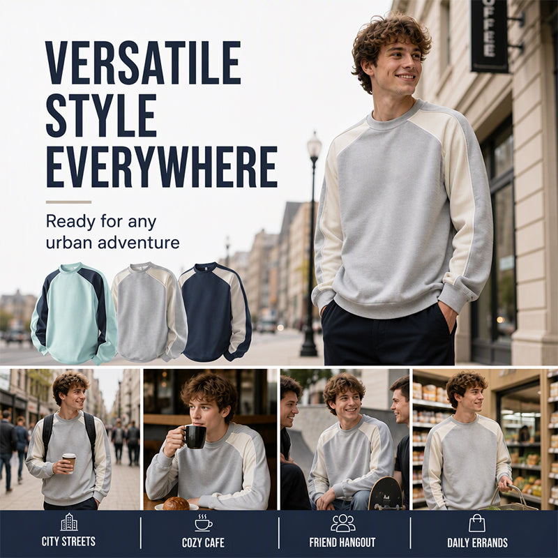 Men's Color-Block Loose-Fit Sweatshirt