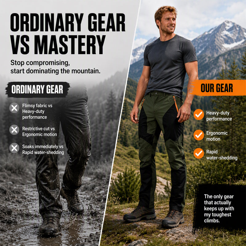 Men's Waterproof Windproof Patchwork Hiking Pants