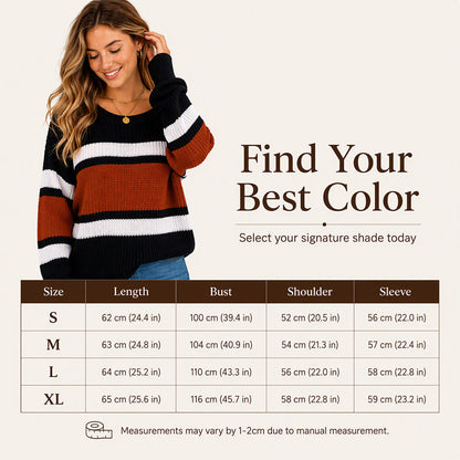 Women's Casual Off Shoulder Striped Sweater