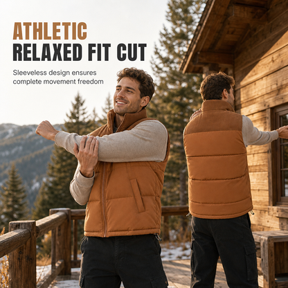 Unisex Thickened Winter Puffer Vest Loose Fit Spliced Cotton Padded Gilet for Men and Women