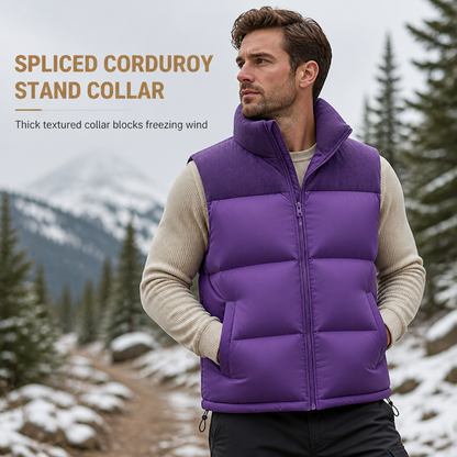 Unisex Thickened Winter Puffer Vest Loose Fit Spliced Cotton Padded Gilet for Men and Women