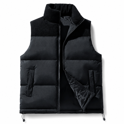 Unisex Thickened Winter Puffer Vest Loose Fit Spliced Cotton Padded Gilet for Men and Women