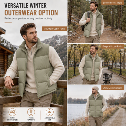 Unisex Thickened Winter Puffer Vest Loose Fit Spliced Cotton Padded Gilet for Men and Women