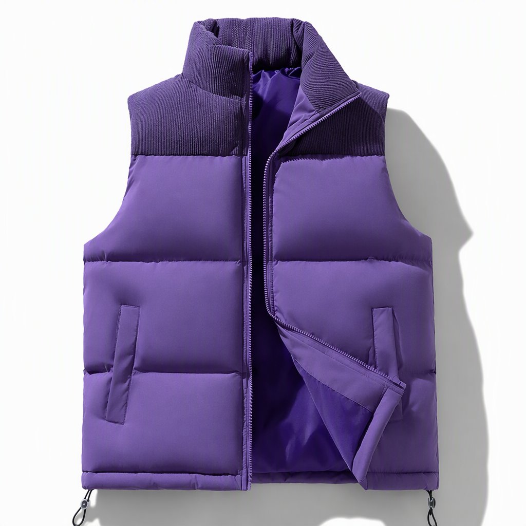 Unisex Thickened Winter Puffer Vest Loose Fit Spliced Cotton Padded Gilet for Men and Women