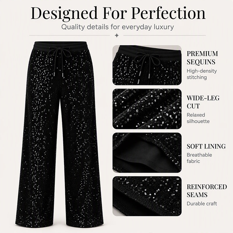 Women's Sparkling Sequin Wide-Leg Pants