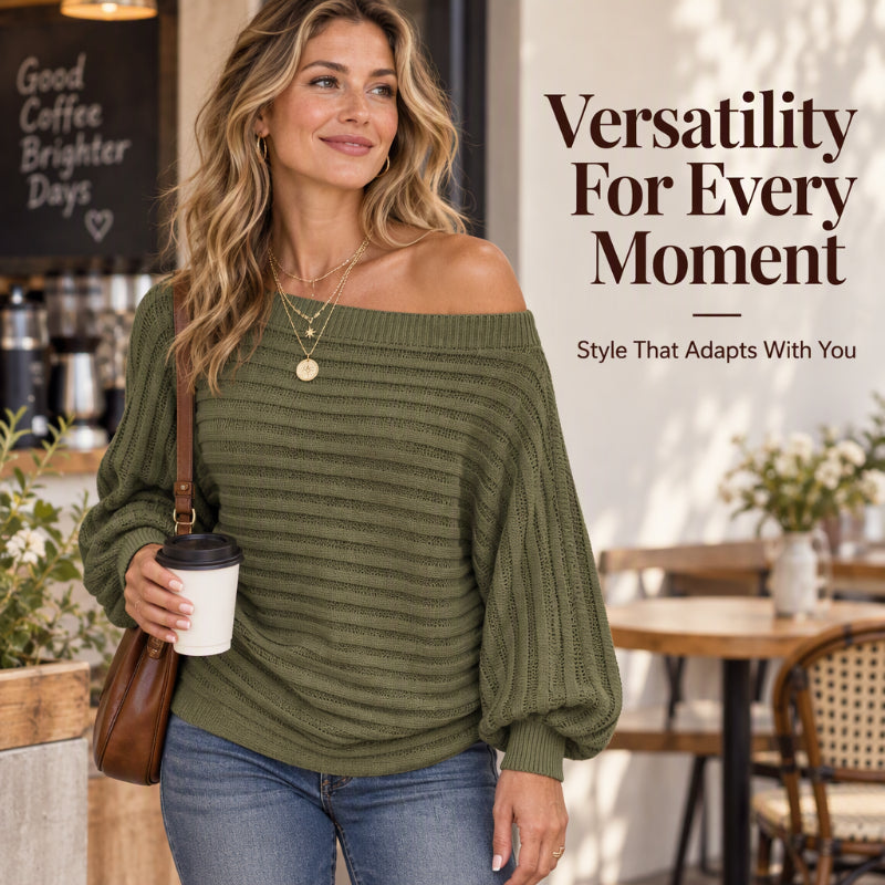 Women's Casual Off Shoulder Ribbed Knit Top