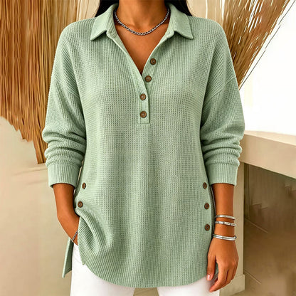 💖Black Friday Mega Deal – 50% off!💖 Women's Waffle Knit Long Sleeve Top ☁️