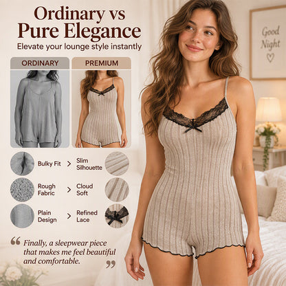 Women's Butterfly Back Lace Romper Pajamas