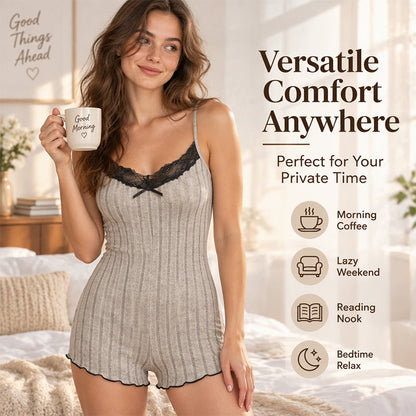 Women's Butterfly Back Lace Romper Pajamas