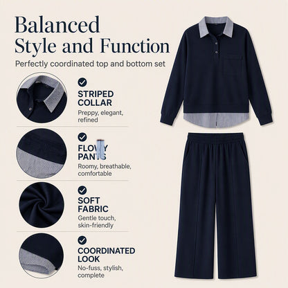 Women's Fake Two Piece Sweatshirt & Pants Set