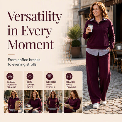 Women's Fake Two Piece Sweatshirt & Pants Set