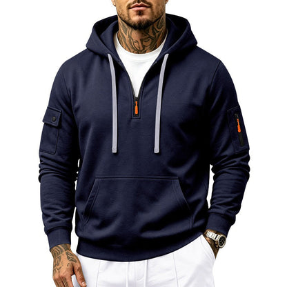 Men's Heavyweight Fleece Lined Hooded Sweatshirt Loose Fit Casual Workwear for Autumn and Winter