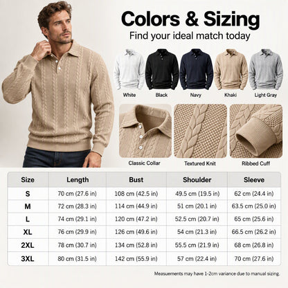Men's Casual Jacquard Cable Texture Top