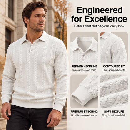 Men's Casual Jacquard Cable Texture Top