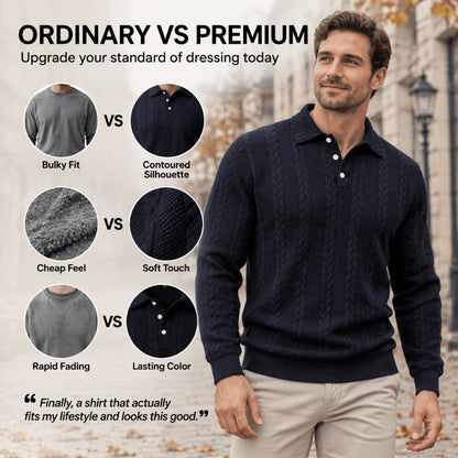 Men's Casual Jacquard Cable Texture Top