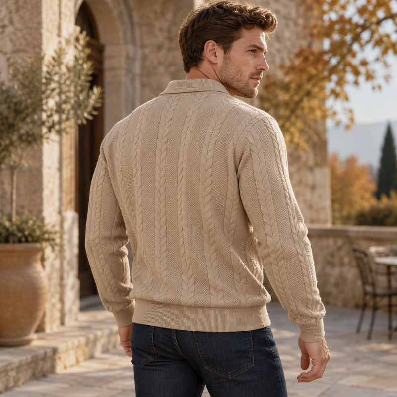 Men's Casual Jacquard Cable Texture Top