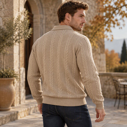 Men's Casual Jacquard Cable Texture Top