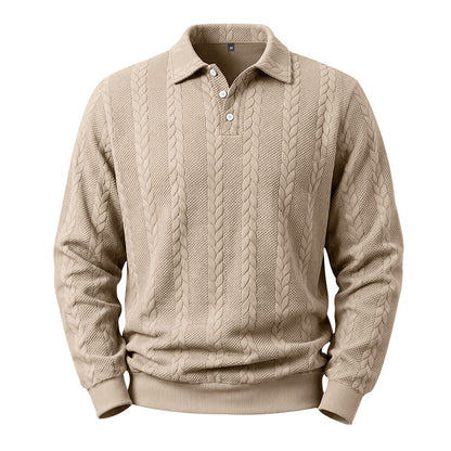 Men's Casual Jacquard Cable Texture Top