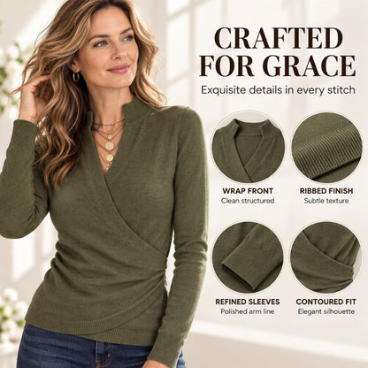 Women's Elegant V-Neck Wrap Knit Top
